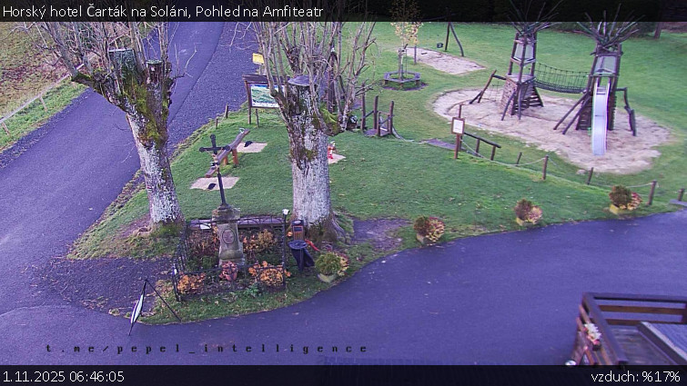 Horský hotel Čarták na Soláni - Pohled na Amfiteatr - 1.11.2025 v 06:46 Horský hotel Čarták na Soláni - Pohled na Amfiteatr - 1.11.2025 v 06:46