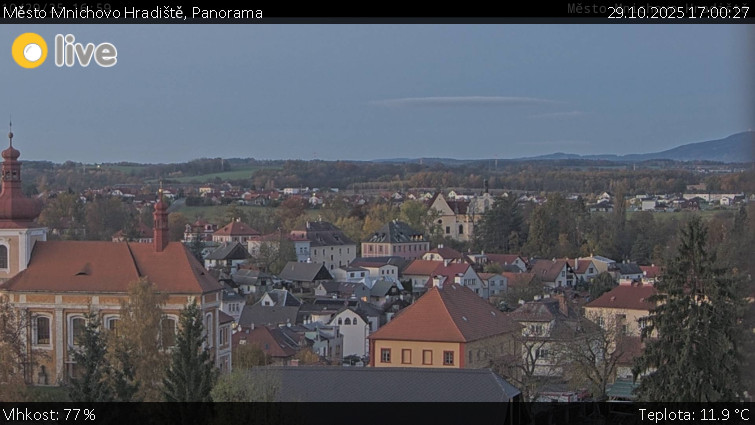 Město Mnichovo Hradiště - Panorama Mnichova Hradiště - 29.10.2025 v 17:00 Město Mnichovo Hradiště - Panorama Mnichova Hradiště - 29.10.2025 v 17:00