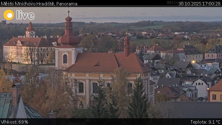 Město Mnichovo Hradiště - Panorama Mnichova Hradiště - 30.10.2025 v 17:00 Město Mnichovo Hradiště - Panorama Mnichova Hradiště - 30.10.2025 v 17:00