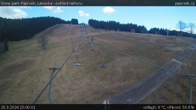 Snow park Paprsek - Lanovka - pohled nahoru - 28.3.2024 v 15:00