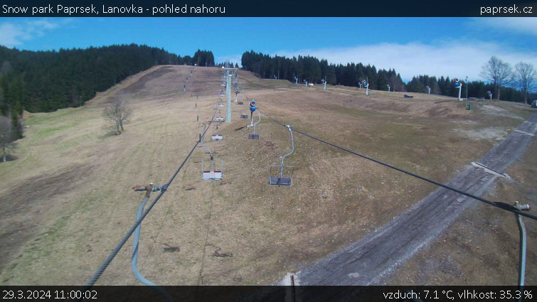 Snow park Paprsek - Lanovka - pohled nahoru - 29.3.2024 v 11:00