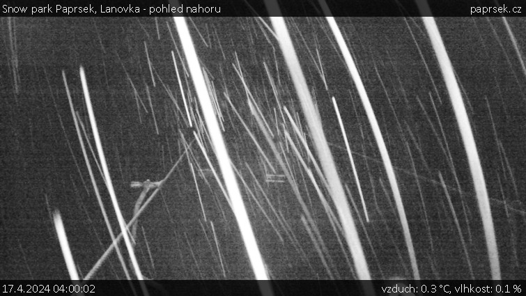 Snow park Paprsek - Lanovka - pohled nahoru - 17.4.2024 v 04:00