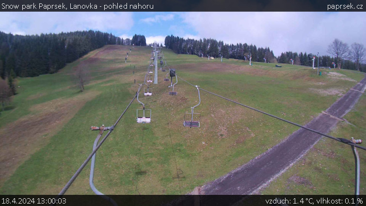 Snow park Paprsek - Lanovka - pohled nahoru - 18.4.2024 v 13:00