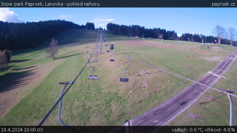 Snow park Paprsek - Lanovka - pohled nahoru - 18.4.2024 v 18:00