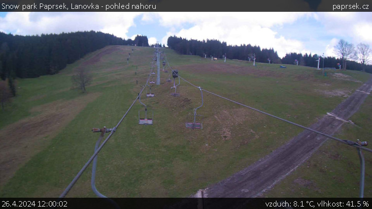Snow park Paprsek - Lanovka - pohled nahoru - 26.4.2024 v 12:00