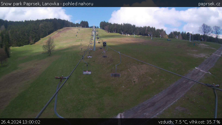 Snow park Paprsek - Lanovka - pohled nahoru - 26.4.2024 v 13:00