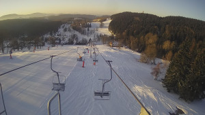 Snow park Paprsek - Lanovka - pohled dolů - 1.3.2023 v 07:11