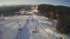 Snow park Paprsek - Lanovka - pohled dolů - 1.3.2023 v 07:31