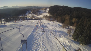 Snow park Paprsek - Lanovka - pohled dolů - 1.3.2023 v 07:41