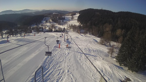 Snow park Paprsek - Lanovka - pohled dolů - 1.3.2023 v 08:06