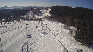 Snow park Paprsek - Lanovka - pohled dolů - 1.3.2023 v 09:01