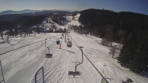 Snow park Paprsek - Lanovka - pohled dolů - 1.3.2023 v 09:06