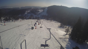 Snow park Paprsek - Lanovka - pohled dolů - 1.3.2023 v 15:13