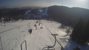 Snow park Paprsek - Lanovka - pohled dolů - 1.3.2023 v 15:23