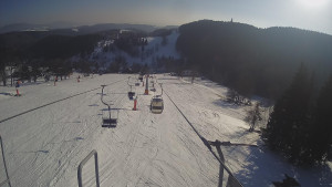 Snow park Paprsek - Lanovka - pohled dolů - 1.3.2023 v 15:33