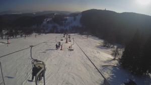 Snow park Paprsek - Lanovka - pohled dolů - 1.3.2023 v 15:38