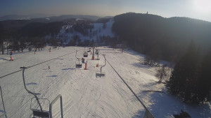 Snow park Paprsek - Lanovka - pohled dolů - 1.3.2023 v 15:48