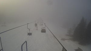 Snow park Paprsek - Lanovka - pohled dolů - 4.3.2023 v 07:28