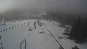 Snow park Paprsek - Lanovka - pohled dolů - 4.3.2023 v 09:18