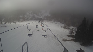 Snow park Paprsek - Lanovka - pohled dolů - 4.3.2023 v 09:33