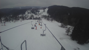 Snow park Paprsek - Lanovka - pohled dolů - 6.3.2023 v 06:35