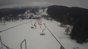 Snow park Paprsek - Lanovka - pohled dolů - 6.3.2023 v 06:40