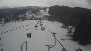 Snow park Paprsek - Lanovka - pohled dolů - 6.3.2023 v 13:35