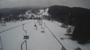 Snow park Paprsek - Lanovka - pohled dolů - 6.3.2023 v 15:10
