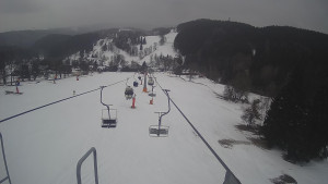 Snow park Paprsek - Lanovka - pohled dolů - 6.3.2023 v 15:15