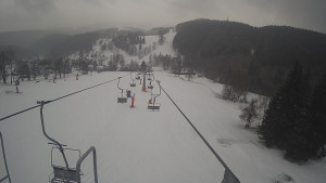 Snow park Paprsek - Lanovka - pohled dolů - 6.3.2023 v 16:40