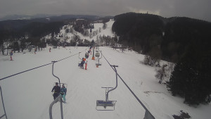 Snow park Paprsek - Lanovka - pohled dolů - 13.3.2023 v 10:35