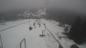 Snow park Paprsek - Lanovka - pohled dolů - 14.3.2023 v 11:40