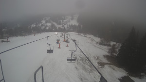 Snow park Paprsek - Lanovka - pohled dolů - 14.3.2023 v 17:10