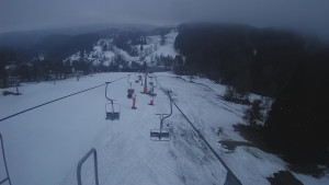 Snow park Paprsek - Lanovka - pohled dolů - 14.3.2023 v 18:05