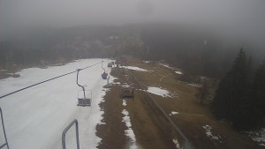 Snow park Paprsek - Lanovka - pohled dolů - 30.3.2023 v 15:30