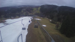 Snow park Paprsek - Lanovka - pohled dolů - 1.4.2023 v 06:30