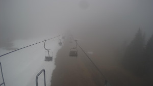 Snow park Paprsek - Lanovka - pohled dolů - 2.4.2023 v 12:10