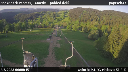 Snow park Paprsek - Lanovka - pohled dolů - 4.6.2023 v 06:00