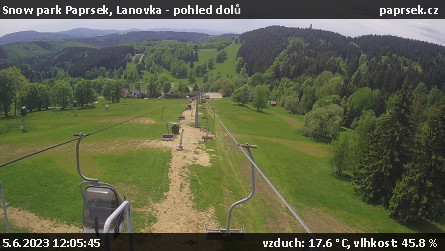 Snow park Paprsek - Lanovka - pohled dolů - 5.6.2023 v 12:05