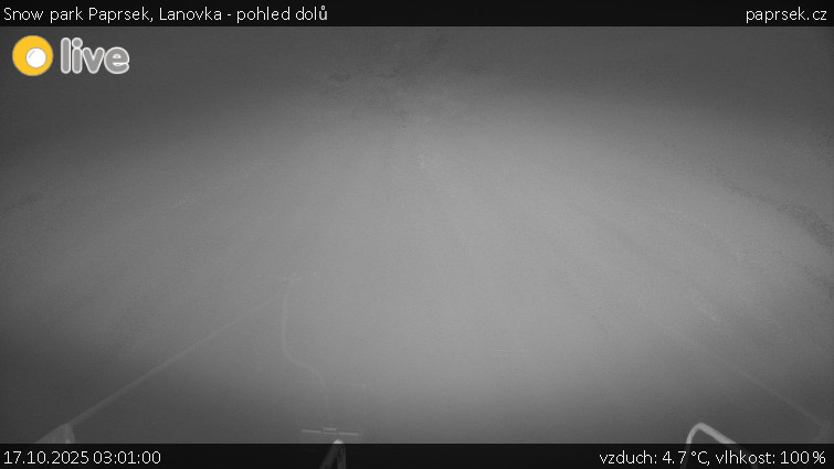 Snow park Paprsek - Lanovka - pohled dolů - 17.10.2025 v 03:01 Snow park Paprsek - Lanovka - pohled dolů - 17.10.2025 v 03:01