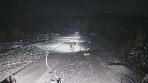 Snow park Paprsek - Lanovka - pohled dolů - 7.1.2026 v 06:00 Snow park Paprsek - Lanovka - pohled dolů - 7.1.2026 v 06:00