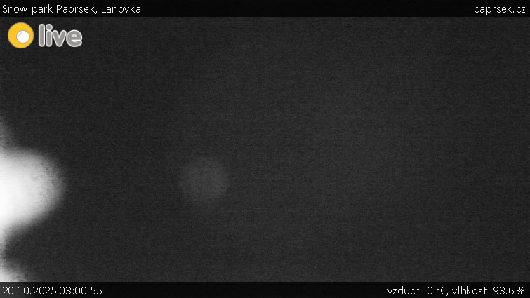 Snow park Paprsek - Lanovka - 20.10.2025 v 03:00 Snow park Paprsek - Lanovka - 20.10.2025 v 03:00