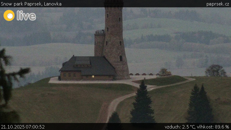 Snow park Paprsek - Lanovka - 21.10.2025 v 07:00 Snow park Paprsek - Lanovka - 21.10.2025 v 07:00