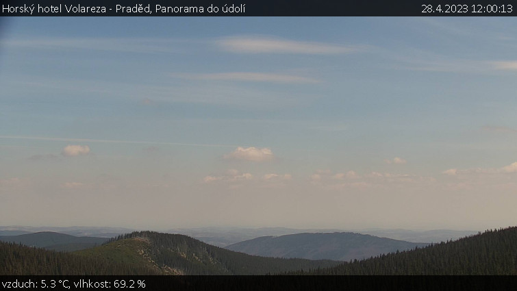 Horský hotel Volareza - Praděd - Panorama do údolí - 28.4.2023 v 12:00