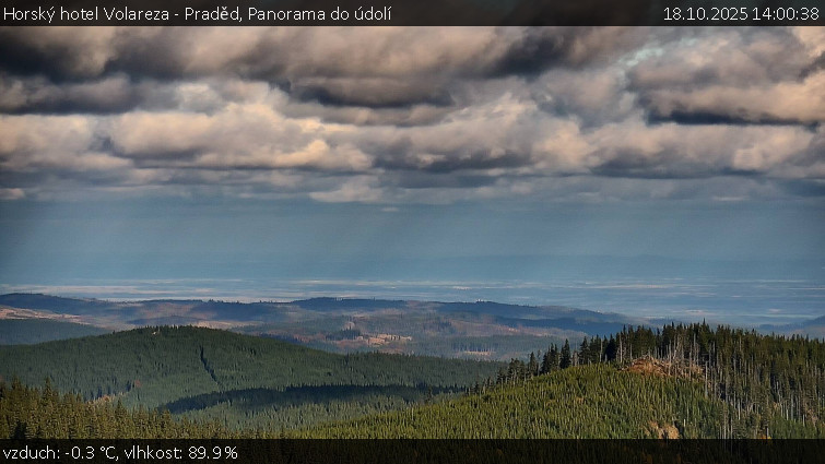 Horský hotel Volareza - Praděd - Panorama do údolí - 18.10.2025 v 14:00 Horský hotel Volareza - Praděd - Panorama do údolí - 18.10.2025 v 14:00