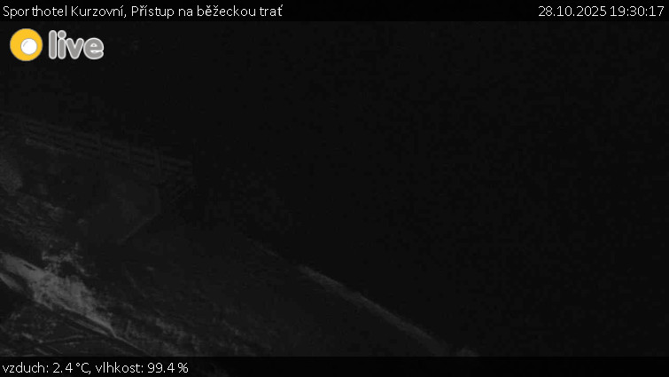 Sporthotel Kurzovní - Přístup na běžeckou trať - 28.10.2025 v 19:30 Sporthotel Kurzovní - Přístup na běžeckou trať - 28.10.2025 v 19:30