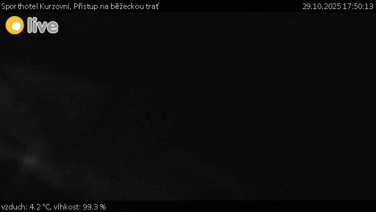 Sporthotel Kurzovní - Přístup na běžeckou trať - 29.10.2025 v 17:50 Sporthotel Kurzovní - Přístup na běžeckou trať - 29.10.2025 v 17:50