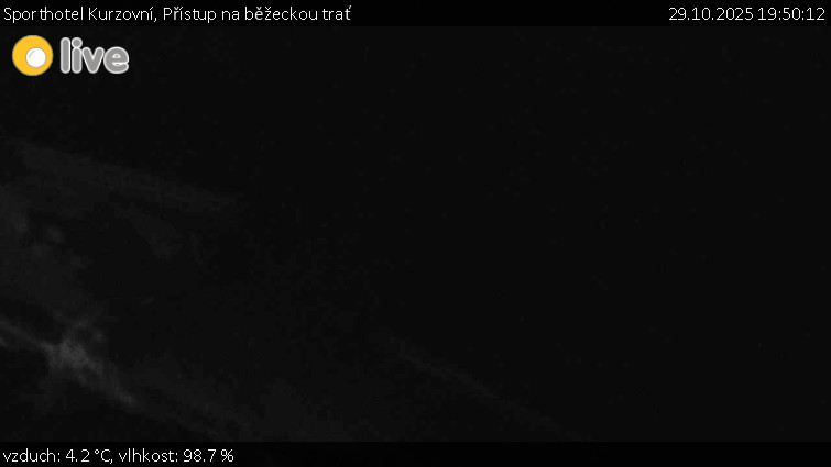 Sporthotel Kurzovní - Přístup na běžeckou trať - 29.10.2025 v 19:50 Sporthotel Kurzovní - Přístup na běžeckou trať - 29.10.2025 v 19:50