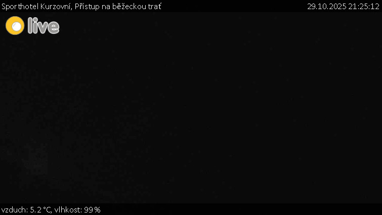 Sporthotel Kurzovní - Přístup na běžeckou trať - 29.10.2025 v 21:25 Sporthotel Kurzovní - Přístup na běžeckou trať - 29.10.2025 v 21:25