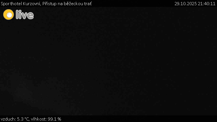 Sporthotel Kurzovní - Přístup na běžeckou trať - 29.10.2025 v 21:40 Sporthotel Kurzovní - Přístup na běžeckou trať - 29.10.2025 v 21:40